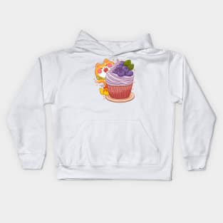 Shiba Inu Blueberry Cupcake Kids Hoodie